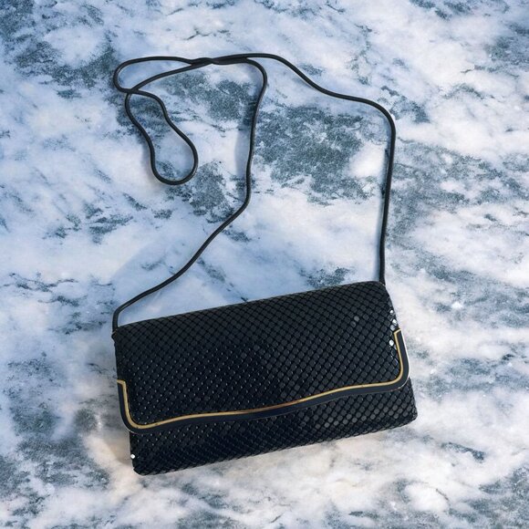 LA REGALE Vintage Navy Blue Chain Mesh Cocktail Bag w/ Strap - Picture 1 of 10